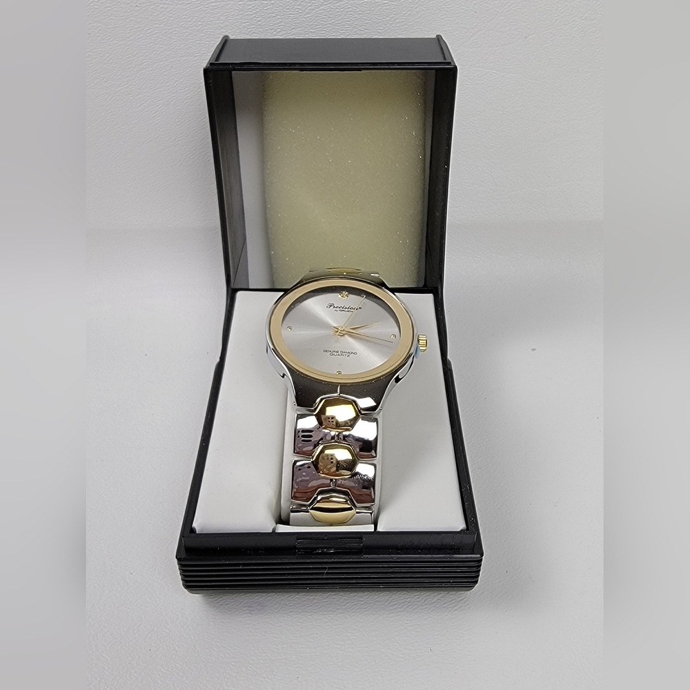 Men's Precision by Gruen Watch Genuine Diamond Quartz New - Picture 1 of 7